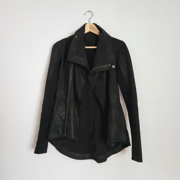Veda Shawl Front Suede Fitted Leather Jacket Small - Picture 4 of 12